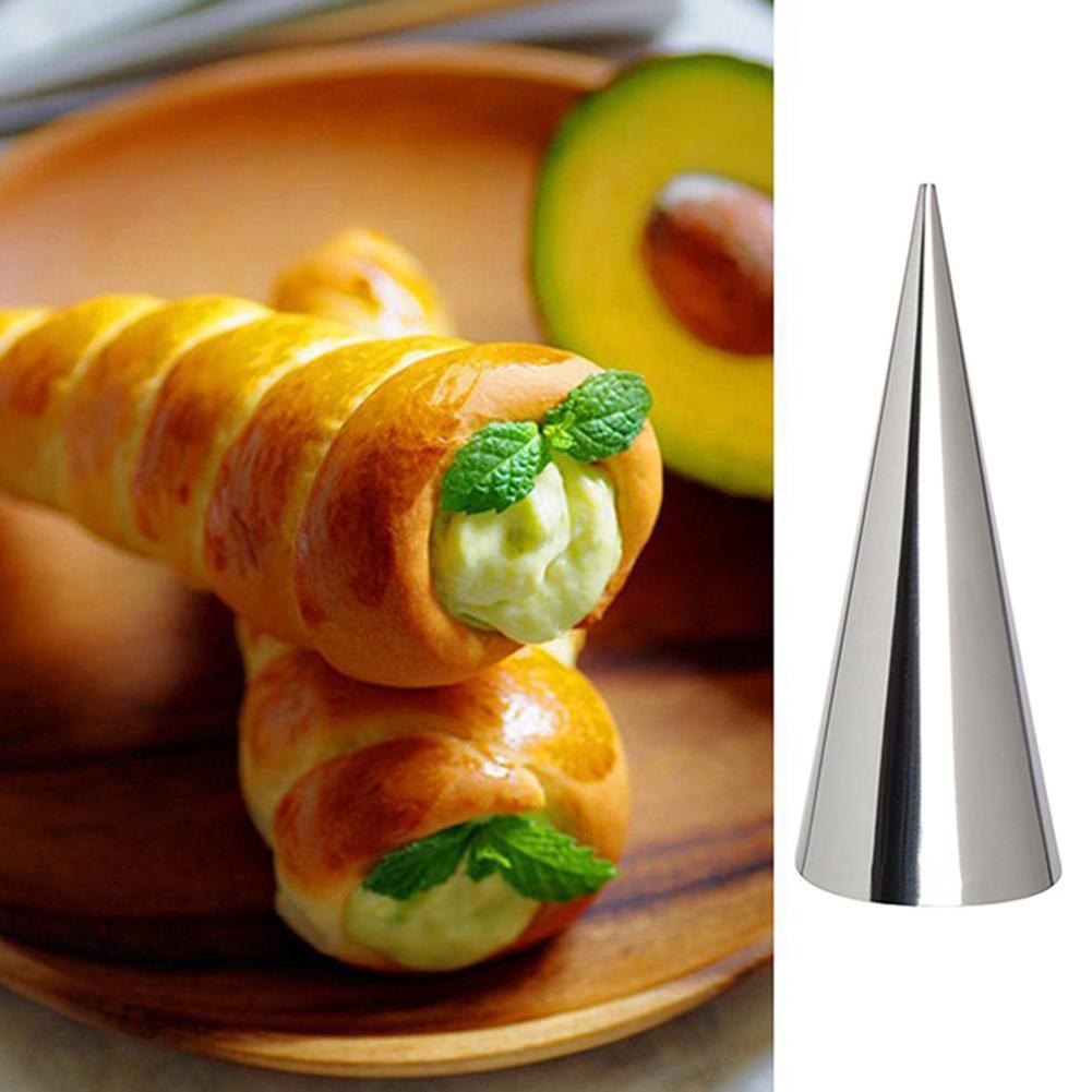 1Pc Steel Pastry Cream Horn Molds Conical Tool Baking Cone Mould V8T1