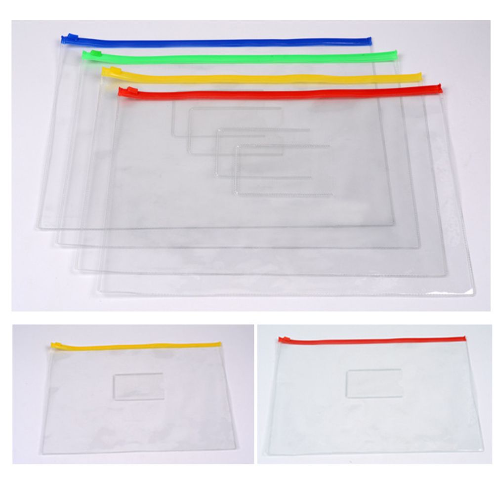 6 Sizes Pvc Zipper Bag Transparent File Bag Information Bag Waterproof Bag School Students Stationery Office Supplies