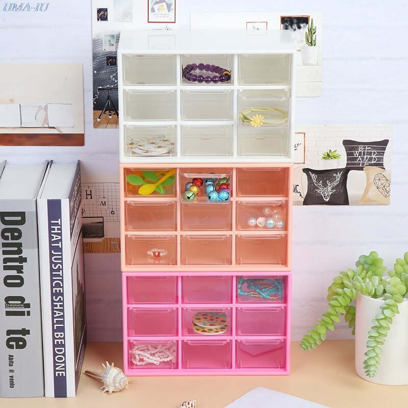 1pcs 9Grid Storage Case Box Holder Container 3 Layer Holder Student Office Stationery