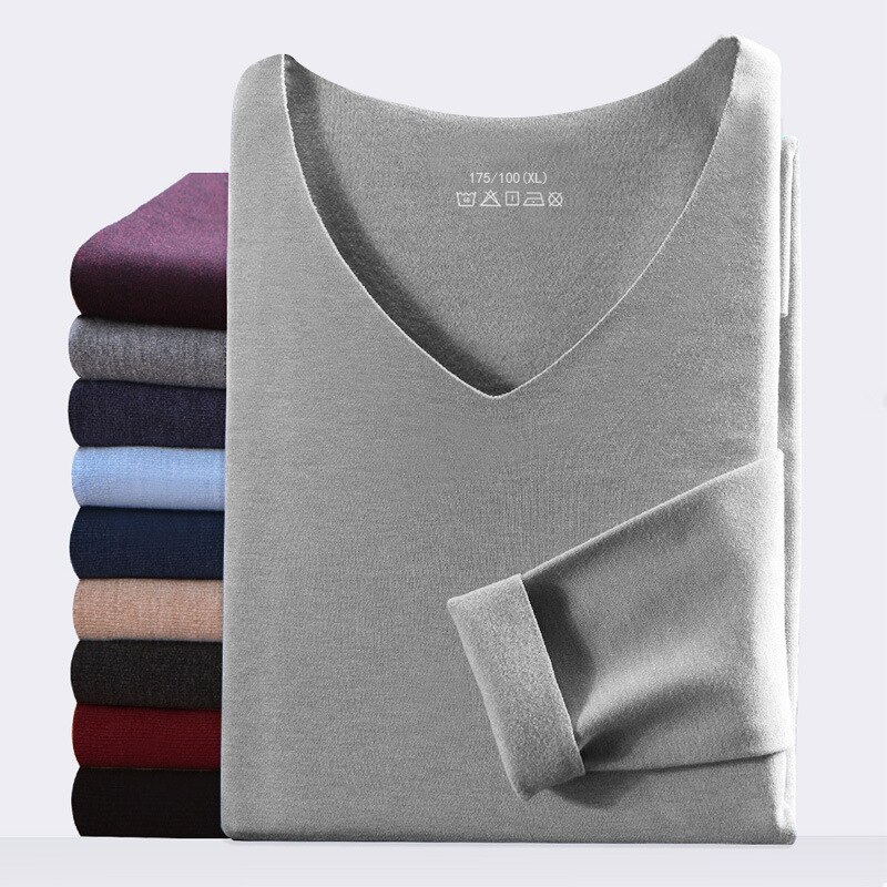 Cationic Men's Thermal Underwear Set Invisible V-neck Qiu Yi Qiuku Ladies Seamless Winter Thin Base Shirt