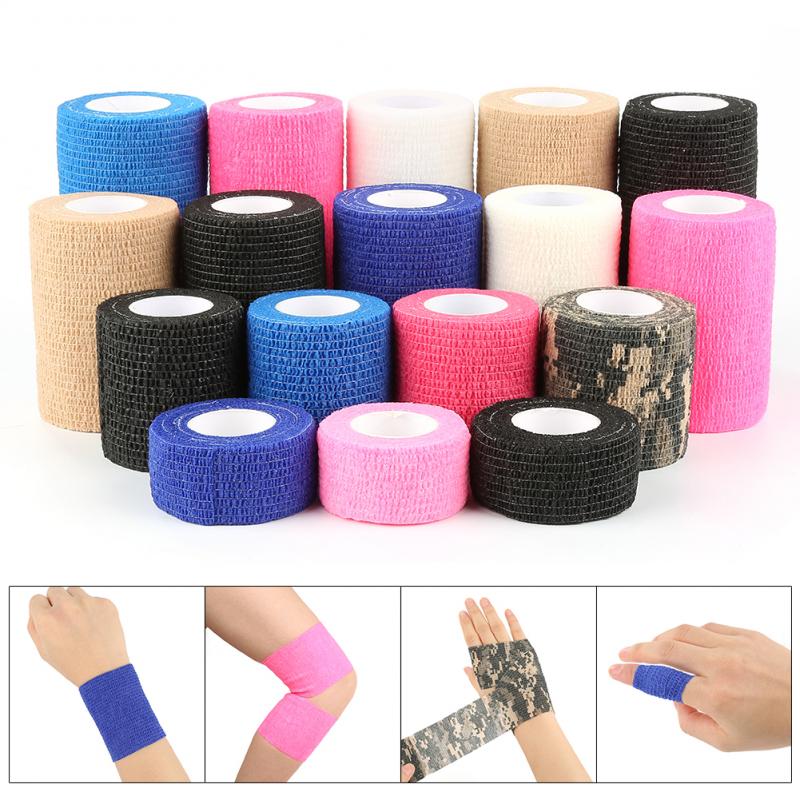 5cm*4.5m Self-Adhesive Elastic Bandage First Aid Tapee Recovery Health Care Reatment Gauze Colorful Black Tape Support Bandage