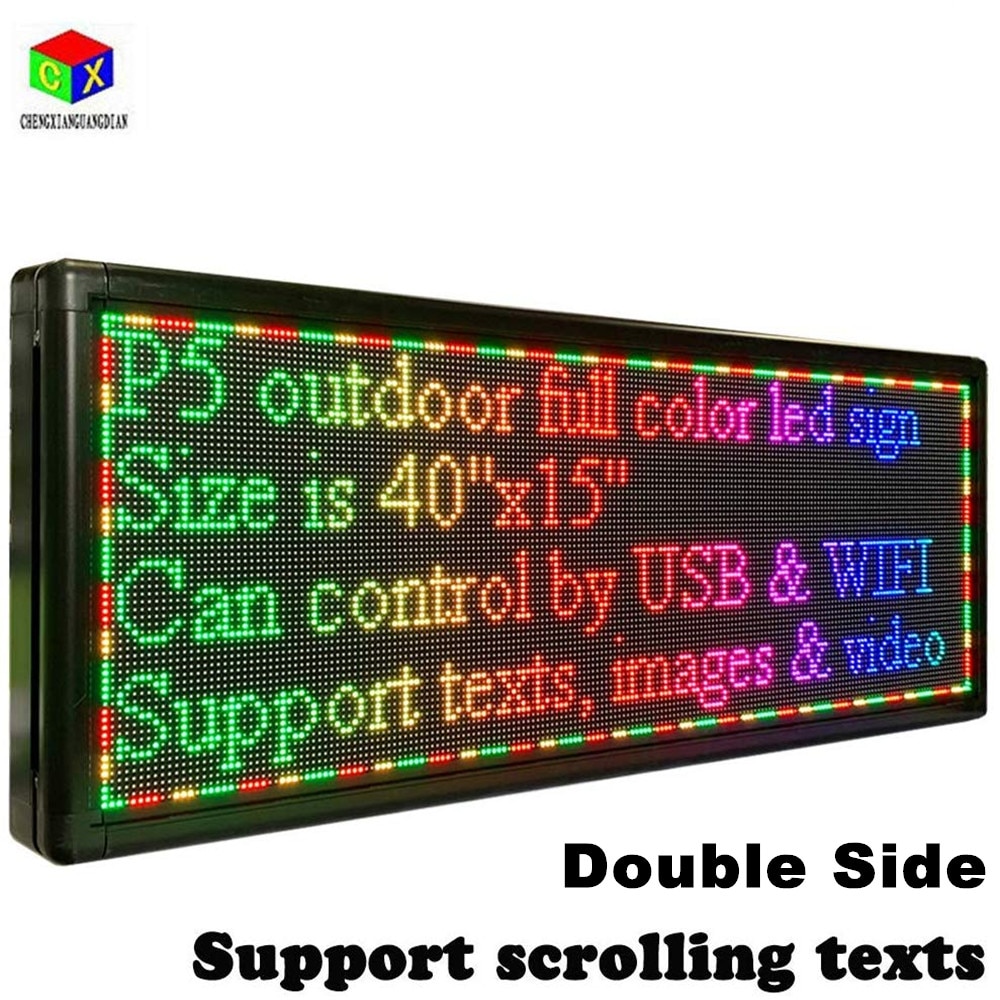 P5MM Outdoor Full Color Waterproof Double-Sided Display Programmable RGB LED Display Sign Board Program Via USB And Wifi