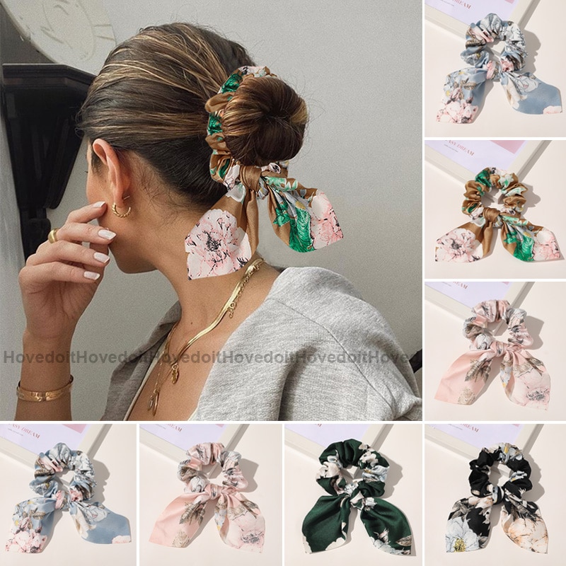 New Chiffon Bowknot Elastic Hair Bands For Women Girls Solid Color Scrunchies Headband Hair Ties Ponytail Holder Hair Accessorie