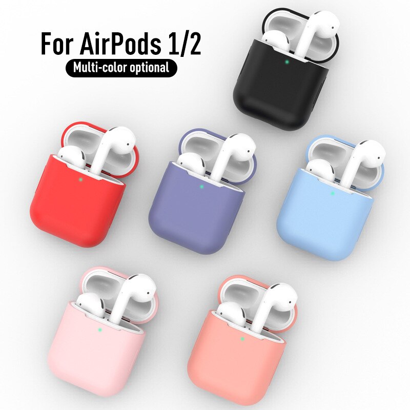 For AirPods1/2 Case Cover Silicone Protect Skin Bluetooth Wireless Headset AirPods Cover Accessories Drop-proof Case Colourful