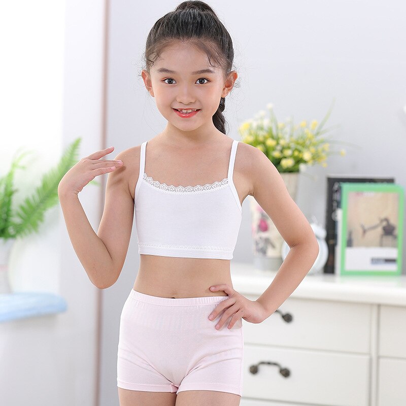 6-12 Years Girls Underwear Prevents Peeping Bralette Sport Breathable Teenage Underwears Training Bra Cotton Bras Absorb Sweat