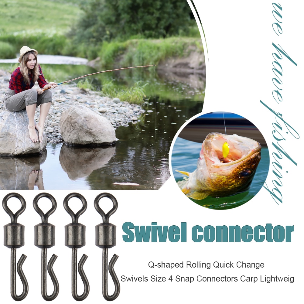 Fishing Connector Pin Bearing Rolling Swivel Q-Shaped Swivels Fishing Connector for Fishhook Lure Carp Fishing Accessories