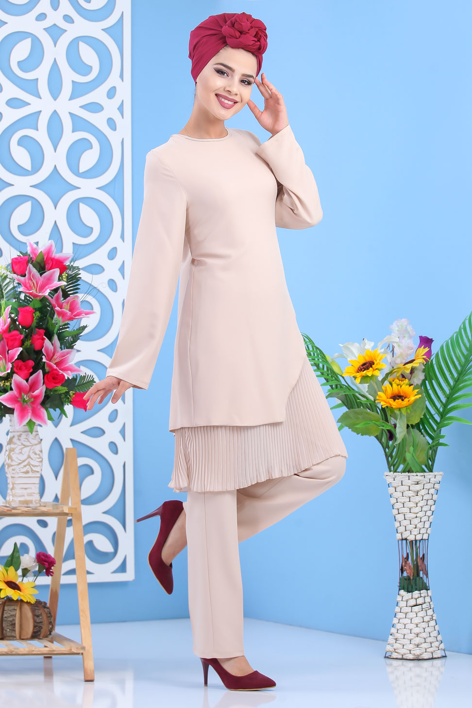 Erb Hijab Tunic Pants Stone 1188