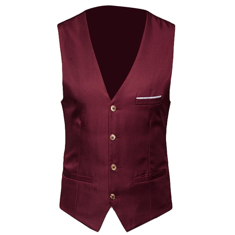 Mens Suit Vest Groomsmen Business Waistcoat Plus Size Formal Men Solid Color Suit Vest Single Breasted Business Waistcoat Vest