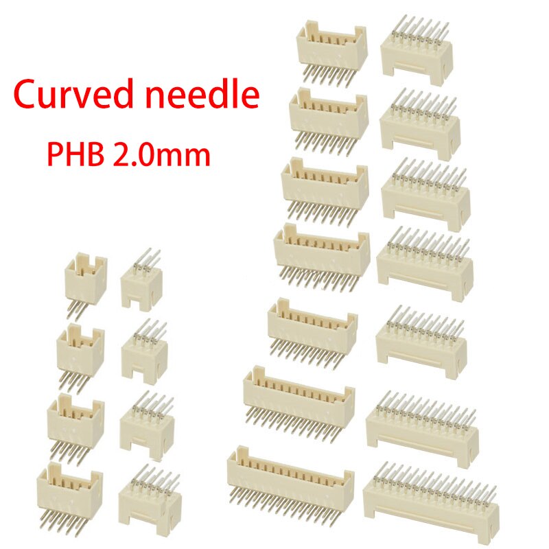 10pcs/lot NEW Original PHB 2.0mm pitch curved needle socket double row buckle 2x2 3 4 5 6 8 10p connector Curved needle