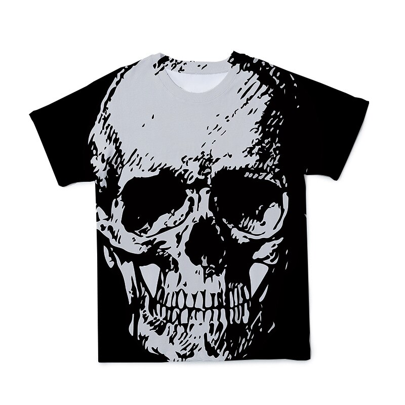 2021 creative cool digital skull print T-shirt for men with short sleeves, 3D printed men's shirt in summer