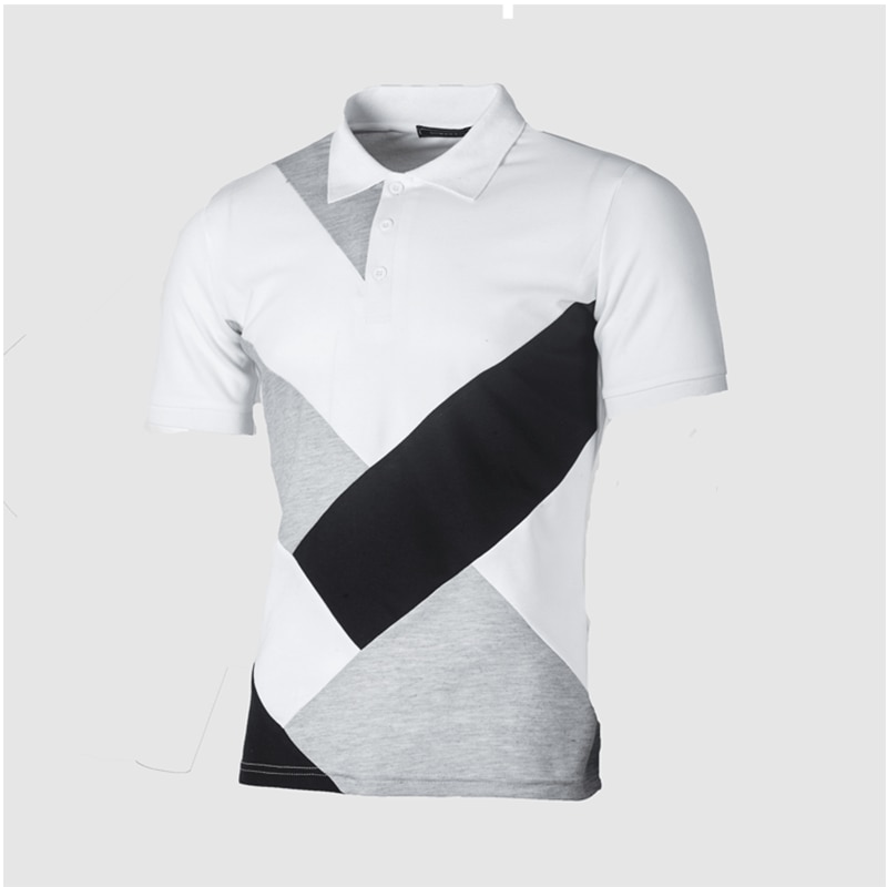 Men's High Quality Cotton Patchwork Polo Shirt Casual Short Sleeve Polo Shirt Slim T-shirt 4 Colors