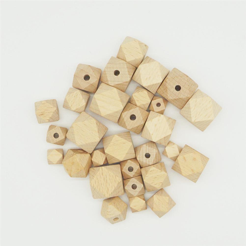 Baby Teether Beads 10Pcs Wooden Geometric Hexagon Beads DIY Unpainted Teether Necklace Accessory Toddler Toys Baby accessories