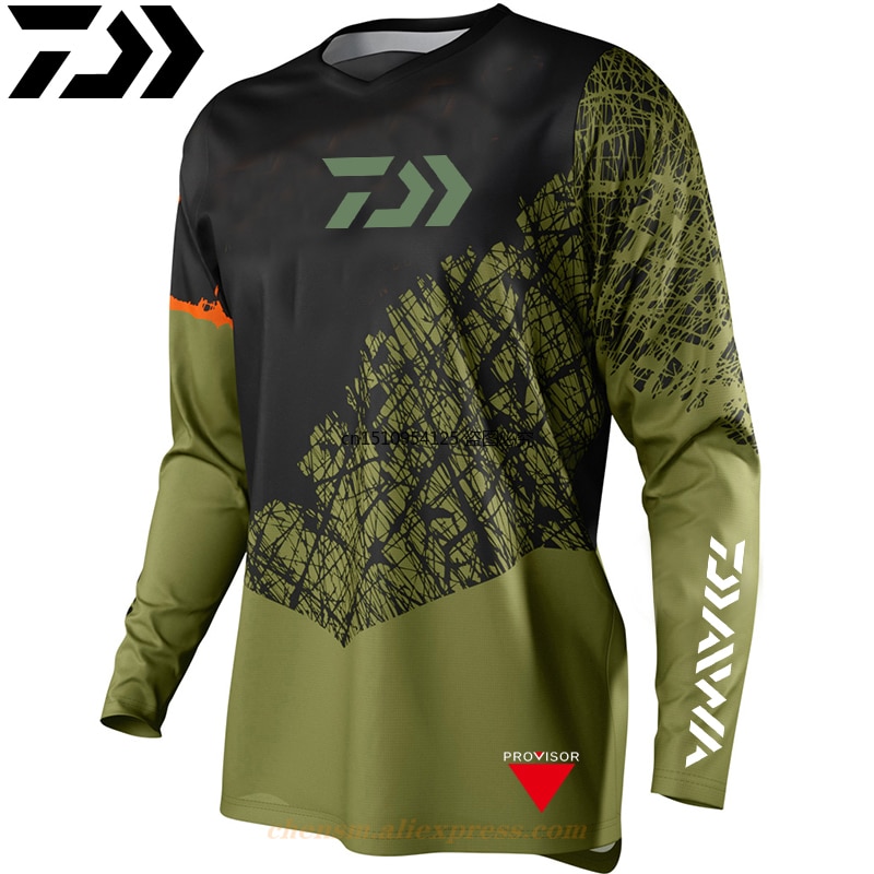 DAIWA Men Fishing T Shirt Breathable Quick-drying Jersey Long Sleeve Fishing Clothes Uv Protection Moisture Fishing Clothing