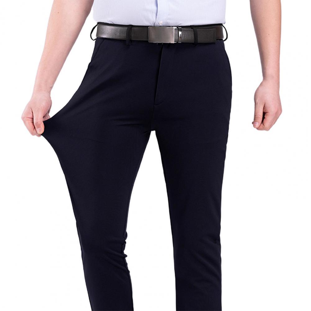 Men Fashion Solid Color Stretchy Dress Pants Formal Business Wedding Trousers Suit Pants