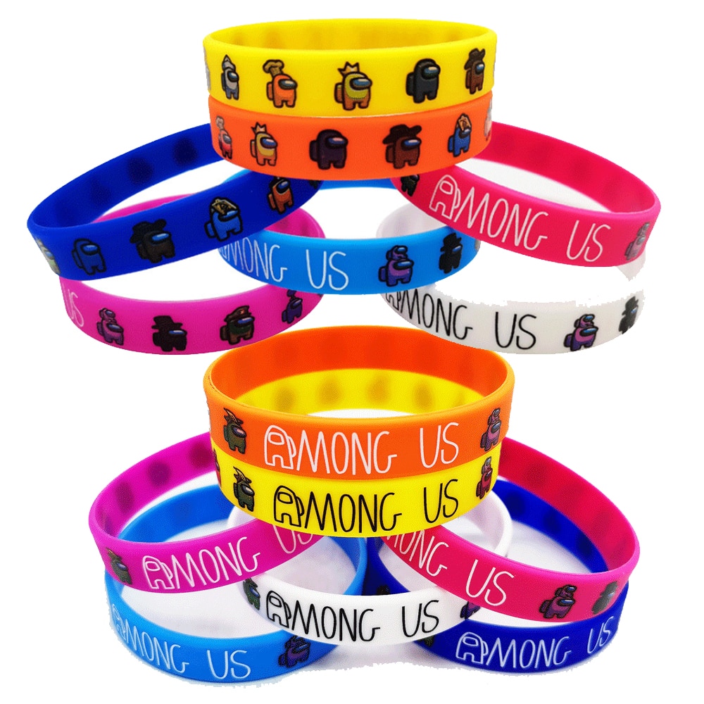 Among us Silicone Bracelet impostor wolf game Kids Cartoon Bracelet Children's Wristband Bracelet Cute Print Jewelry Party Gfts