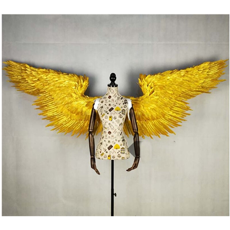 Golden Feather Wings Large Plus Size Studio Shooting Props for Party Show Festival Accessories Angel Wings Costume Adult