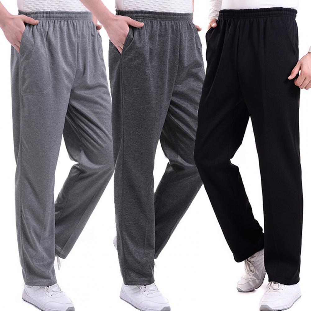 Men Solid Color Pocket Loose Harem Pants Running Yoga Sports Sweatpants Trousers