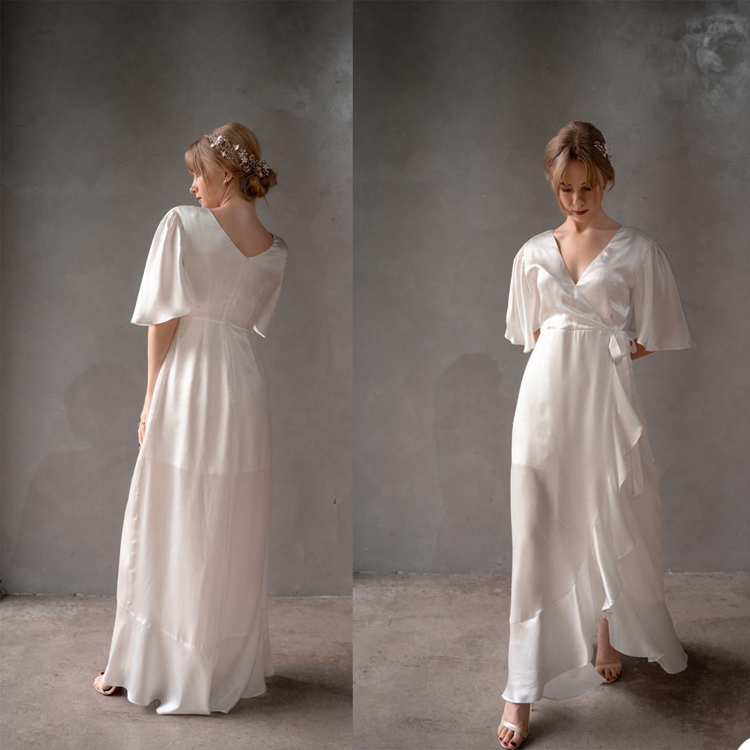 Simple Women Sleepwear Bathrobe Lace A Line Party Dressing Dress Custom Made Bath Robes De Mariée