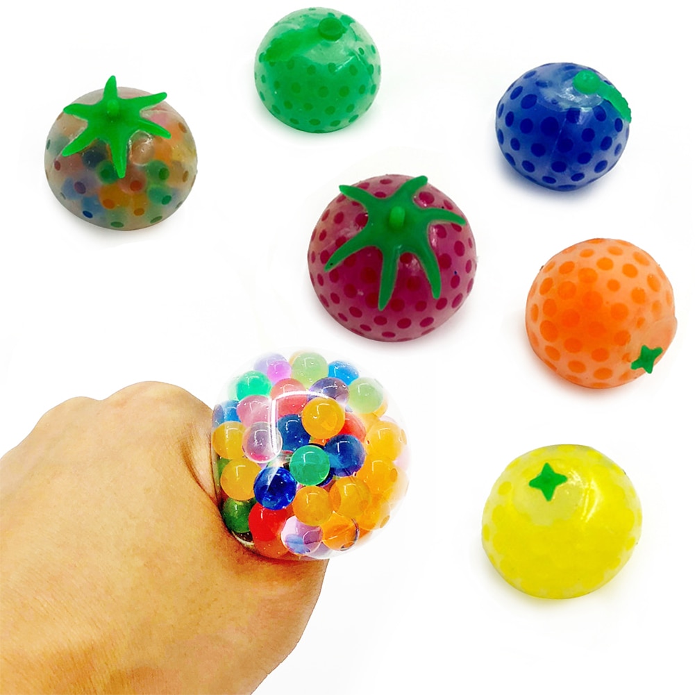 Decompression Toy Creative Fruit Ball Kneading Music Transparent Colored Beads Squeeze Decompression Toy 1 PCS Random Color