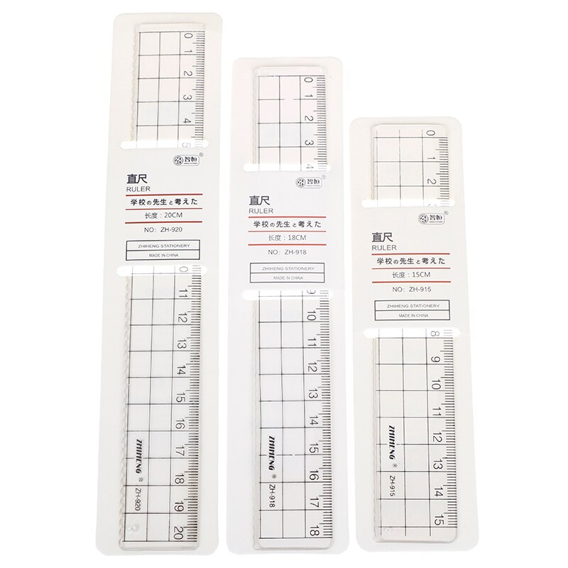 1pcs 15cm 18cm 20cm Transparent Simple Ruler Plastic Square Ruler Cute Learning Stationery Drawing School Supplies