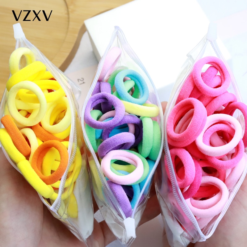 Girls 50pcs Colorful Nylon Small Elastic Hair Bands Hair Accessories Children Ponytail Holder Scrunchie Headband Kids Hair