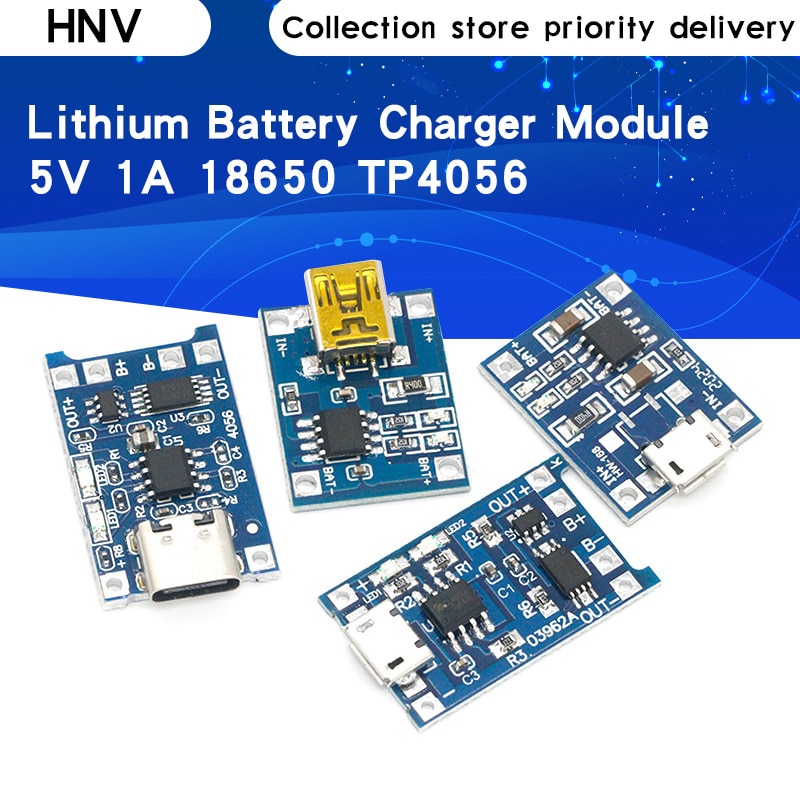 Micro USB 5V 1A 18650 TP4056 Lithium Battery Charger Module Charging Board With Protection Dual Functions 1A Li-ion