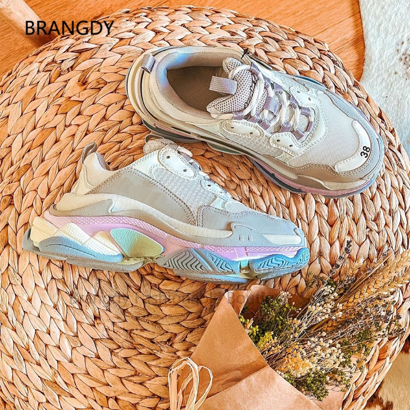 2021 Spring Well-Worn Look Ladies Sneakers Mesh Bicolor Laces Foam Basketball Trainers Designer Platform Women's Vulcanize Shoes