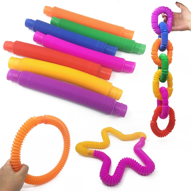 5pcs Colorful Plastic Pop Tube Coil Children'S Creative Magical Toy Circle Funny Toys Early Development Educational Folding Toy