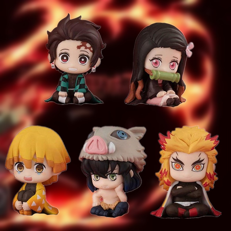 5pcs/lot Anime Demon Slayer:Kimetsu No Yaiba Kamado Cute PVC Action Figure Toys