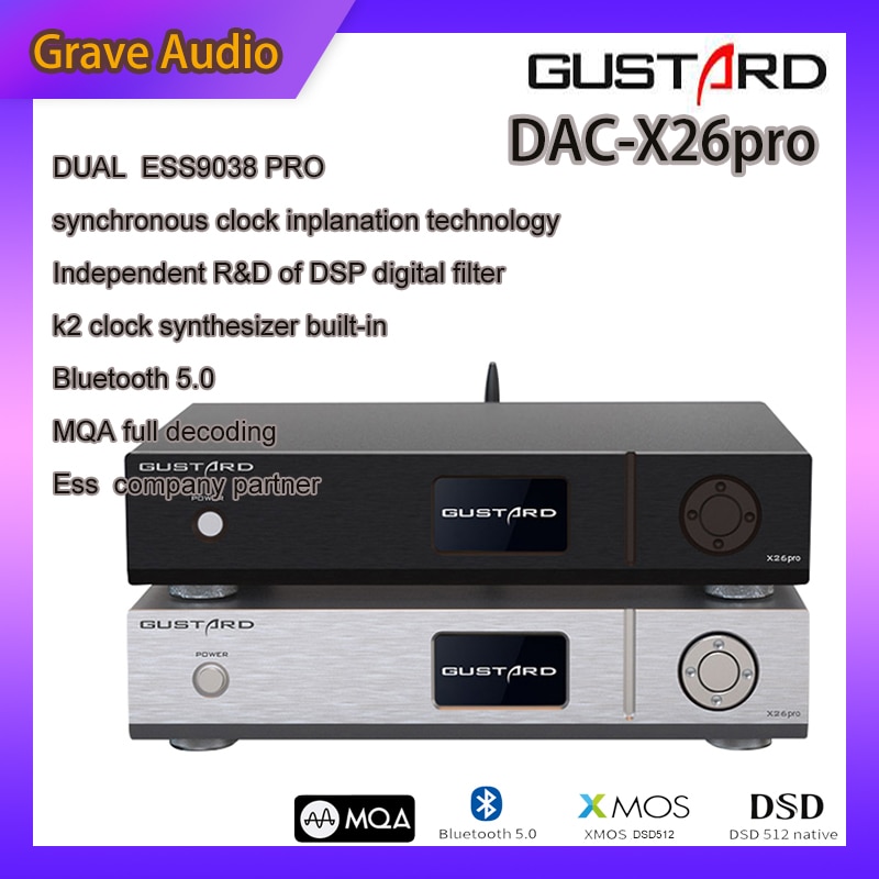 Gustard DAC-X26PRO MQA ESS9038 PRO*2 Bluetooth 5.0 K2 Clock Synthesizer X26 PRO DAC DSD512 PCM768KHz Decoder