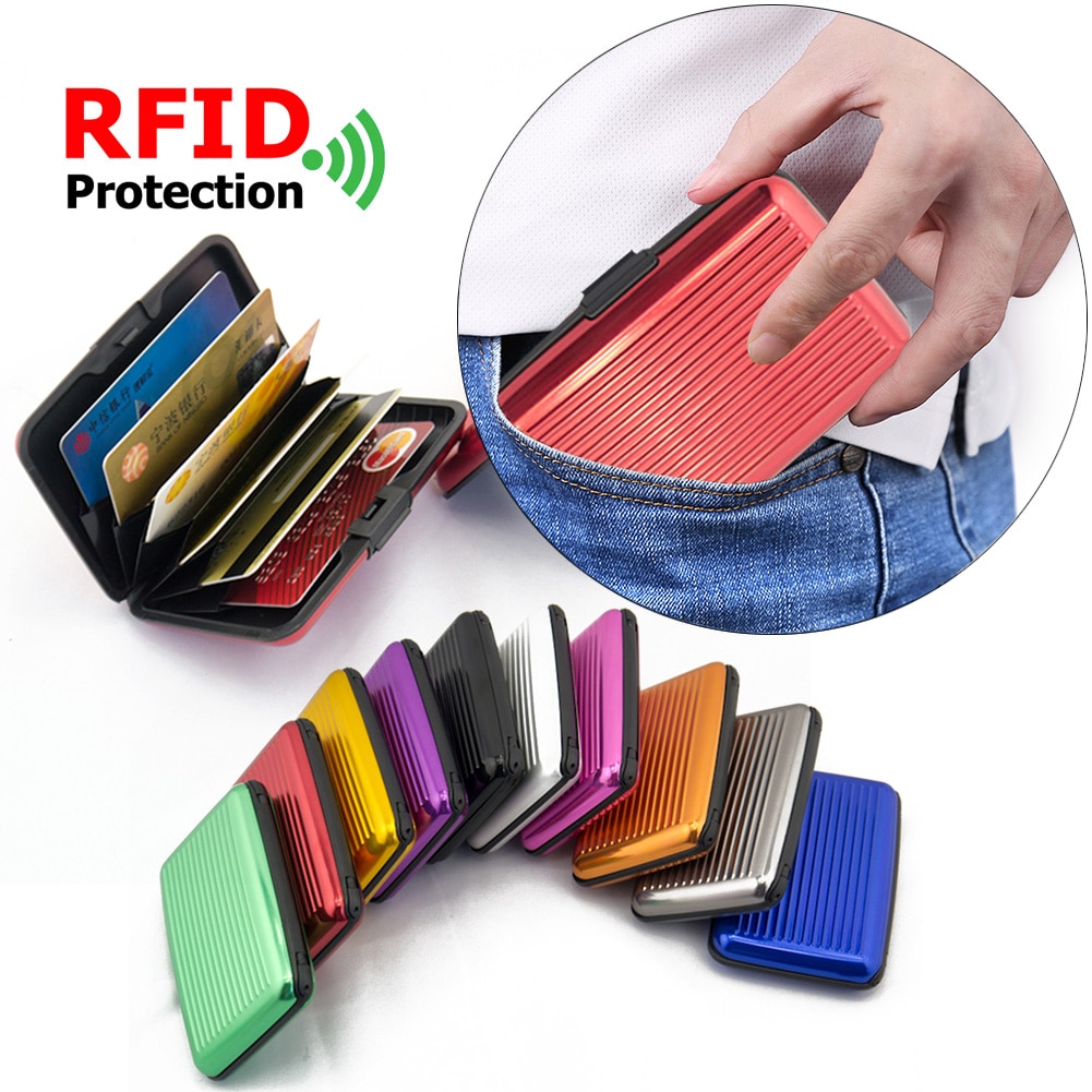 Aluminum Metal Bankcard Blocking Hard Case Mini Wallet Credit Card Anti-RFID Scanning Protect Holder Fashion Card Organizer