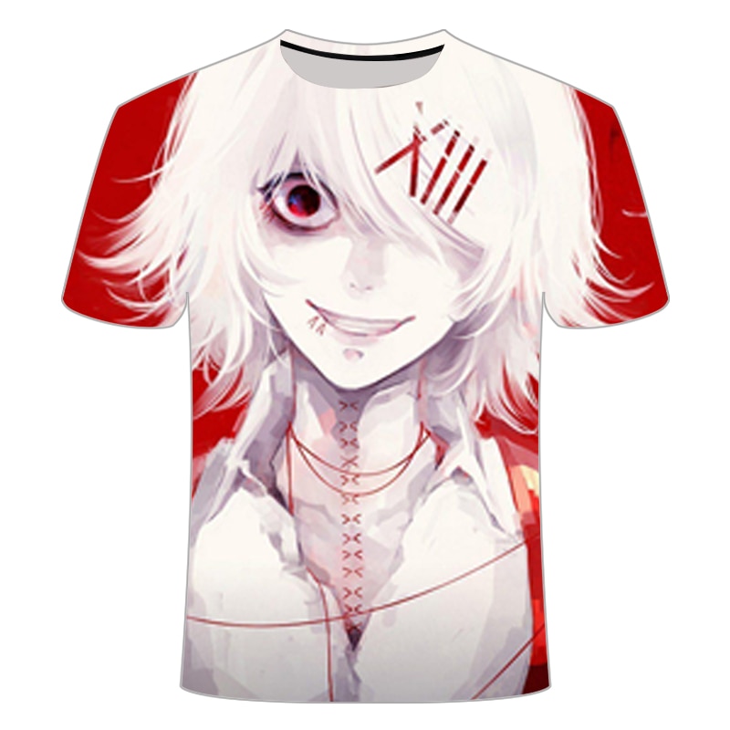 2021 Japanese Tokyo Ghoul T-Shirt Men's Anime t-shirt Casual Ken Kaneki 3D Printing Shirt Anime Cosplay Costume Men clothing
