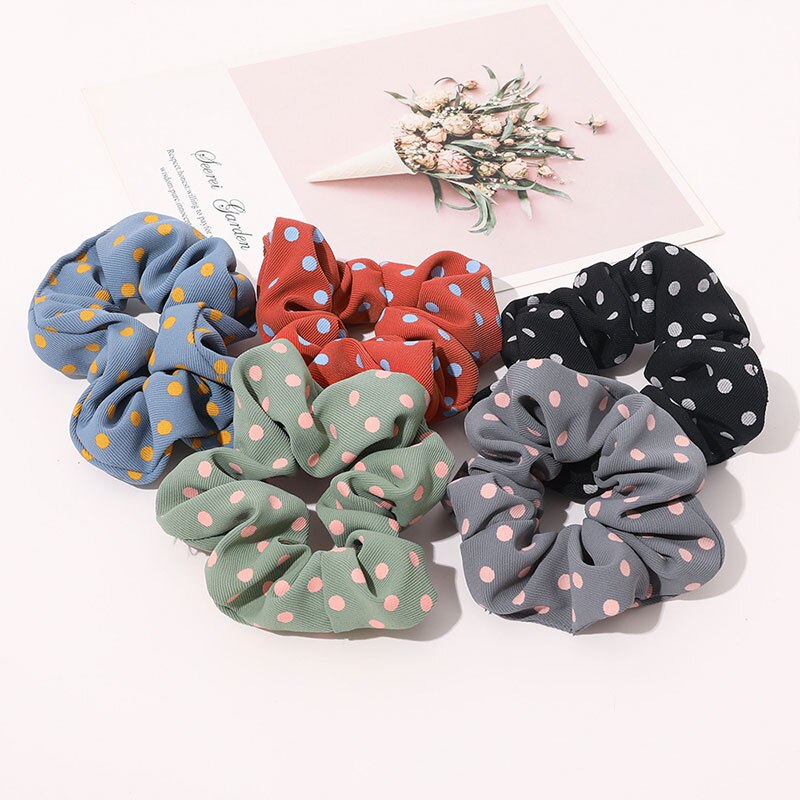 Fashion Simple Polka Dots Hair Scrunchies Elastic Rubber Bands Ponytail Holder Sweet Dot Printed Korean Hair Accessories