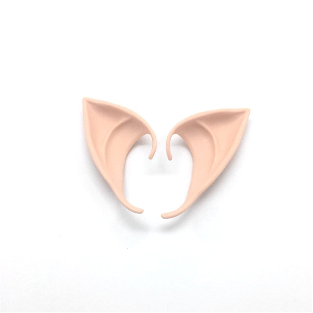 1Pair Elf Ears Halloween False Ears Cosplay Props Teeth Fangs Vampire Latex Soft Pointed Mysterious Fairy Ear Party Supplies