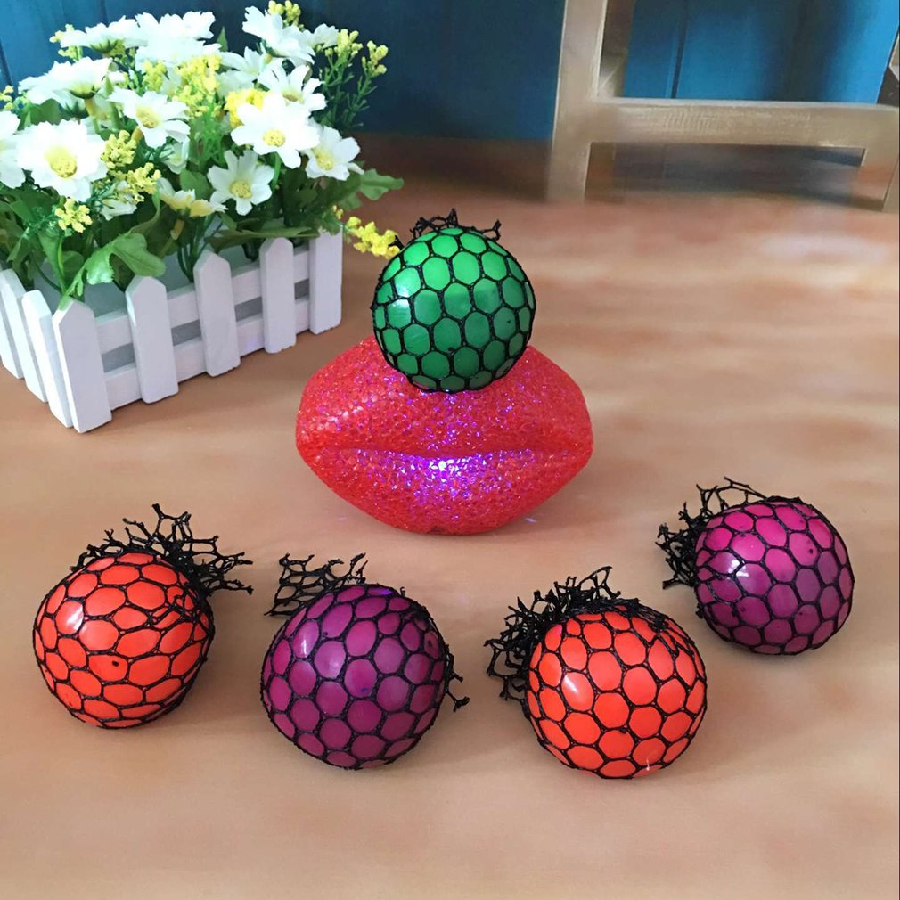 Stress Reliever Grape Ball Squeeze Relief Toy Creative Decompression Mesh Colored Grape Ball Kids Boy Girl Adult Gifts