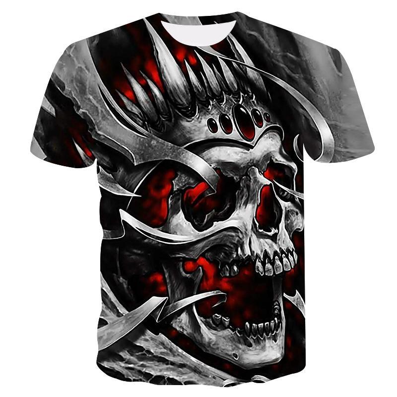 2020 New Skull Men 'S Casual T -Shirt Summer 3d Printed Round Neck Cool Shirt Street Fashion Trend Youth Hip Hop Tops