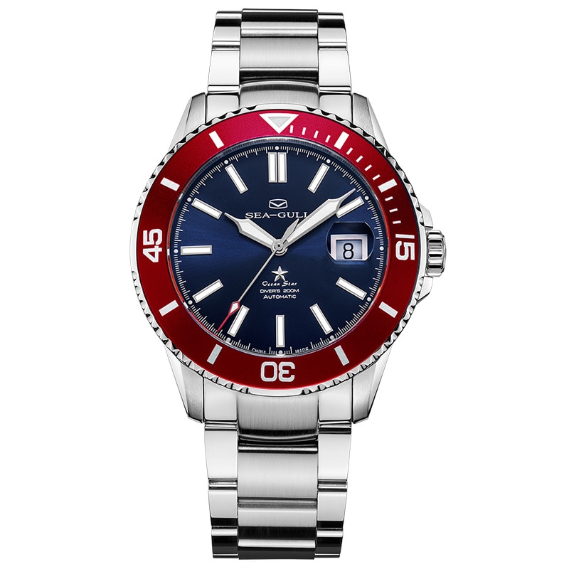 Seagull Watch 2021 Ocean Star Automatic Mechanical300m Waterproof Diving Sport Watch Red Dial 816.92.6113
