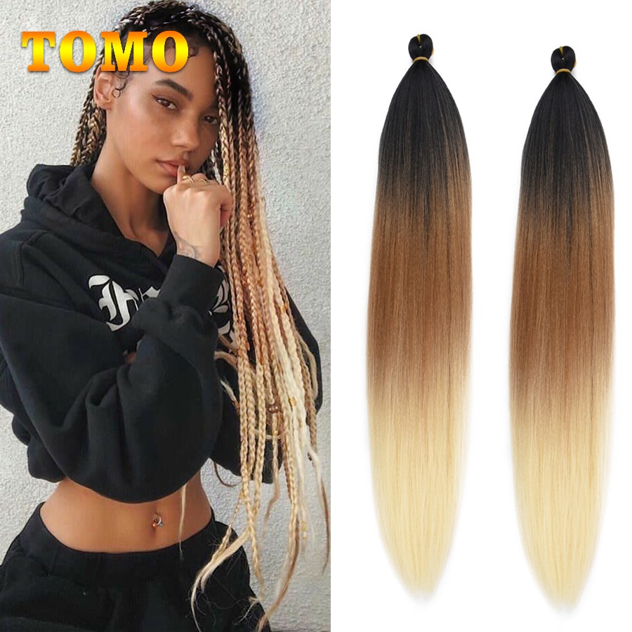 Tomo Synthetic Braiding Hair Extensions 26" Pre Stretched Easy Braid Hair Jumbo Braids Yaki Texture Hot Water Setting Blonde