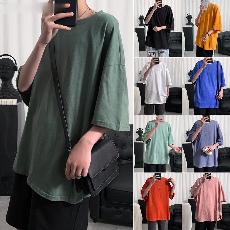 Plain Oversized T Shirt Men Bodybuilding and Fitness Loose Casual Lifestyle Wear T-shirt Male Streetwear Hip-Hop Tops