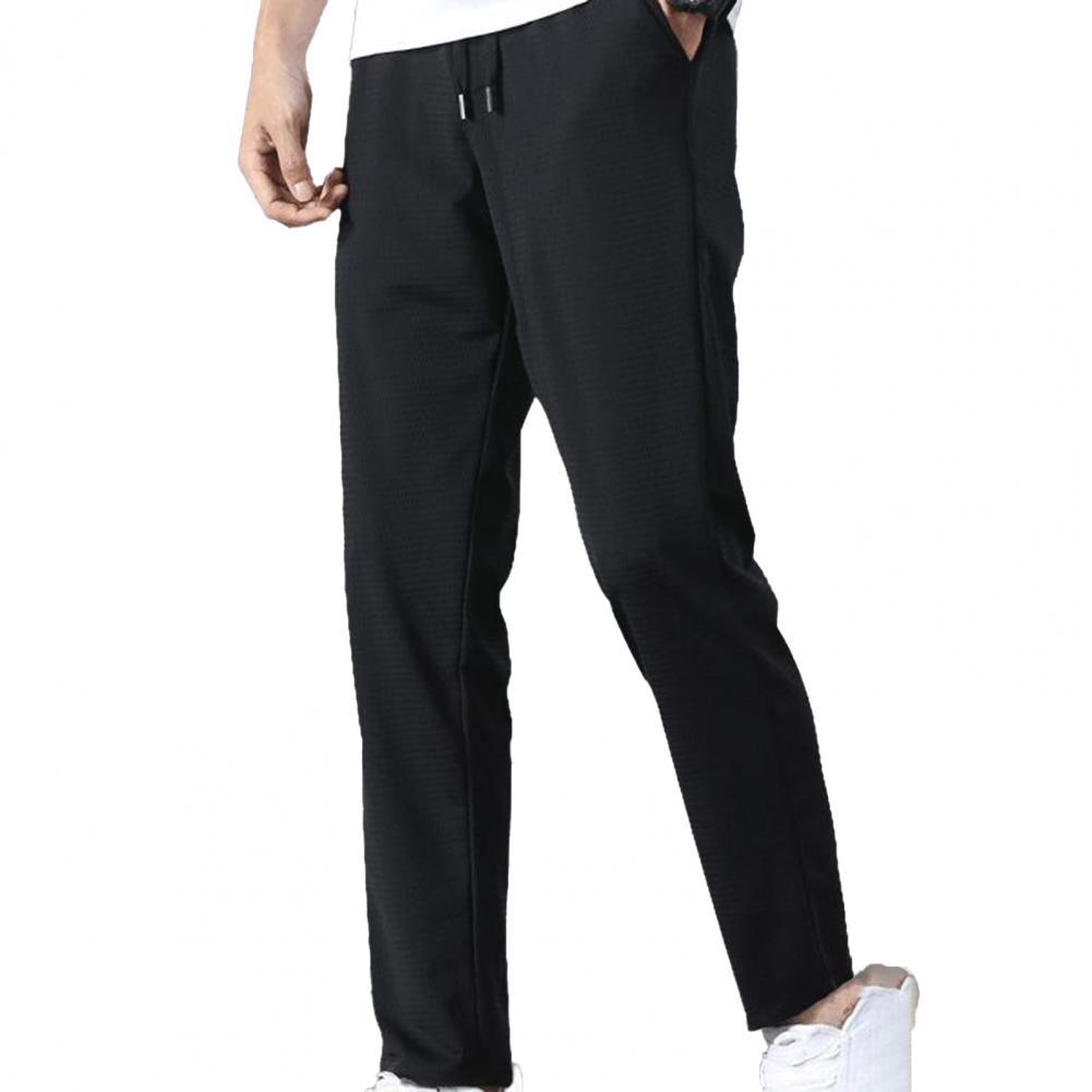 Men's Sports Pants Training Sports Pants Gym Trousers Mid Rise Elastic Waist Straight Ninth Pants Ice Cool Loose Men Trousers