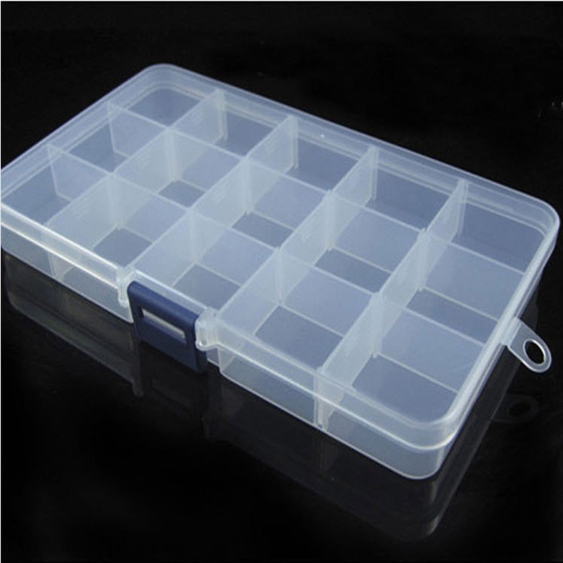 15 Slots Adjustable Plastic Fishing Lure Hook Tackle Fishing Portable Case Boxes Box Multifunctional Storage Organizer Tack