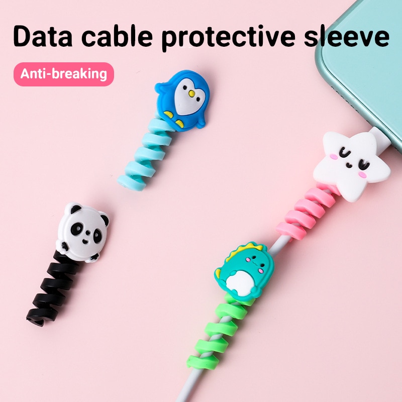 Cartoon Silicone Winder Protective Case For Charger Cable Data Cable Wire Charger Hub For Xiaomi iPhone Mobile Phone Universal