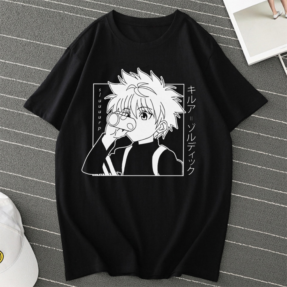 men Women T-shirt Tops Kawaii Hisoka Hunter X Hunter Tshirt Killua Zoldyck T-shirt Crew Neck Fitted Soft Anime Manga Tee tShirt