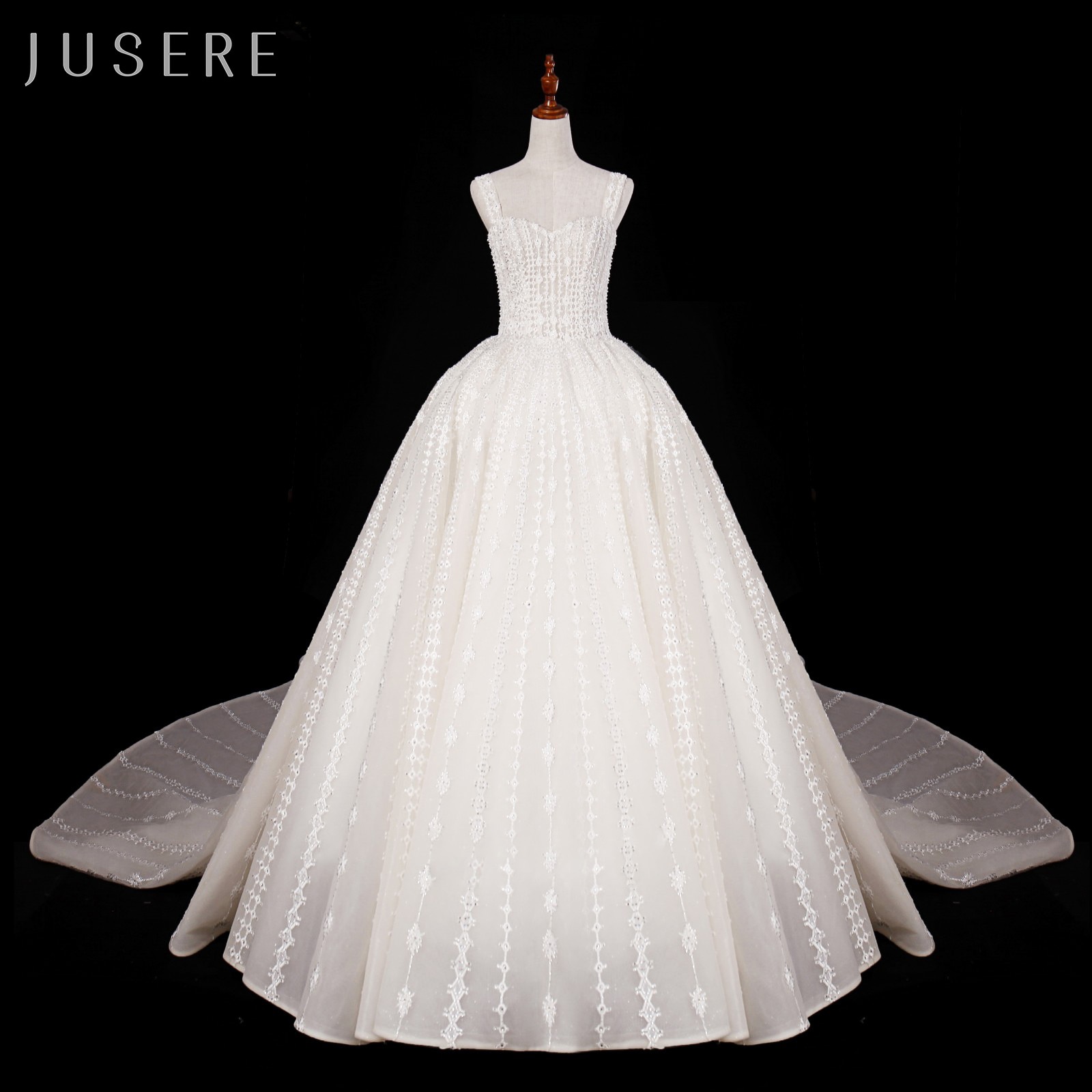 Jusere sweetheart ball gown bridal dress Champagne wedding dress bridal gown strap beaded dress