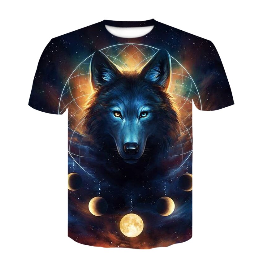 Summer New O-neck style Harajuku Short Sleeve T-shirt Fashion Casual Tops tee fashion Wolf series 3D Print T-shirt