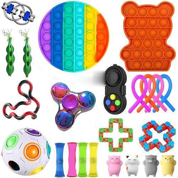 Anti Stress Fidget Toys Finger Figet Spiner Popit Pop It Stretchy Rings Peapod Squeeze Animals Antistress Toy Pack Anti Stress