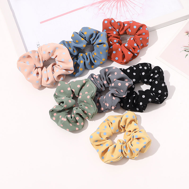 Korean Dots Elastic Scrunchies New Hot Ponytail Holder Hairband Hair Rope Tie Fashion Stipe For Women Girls Hair Accessories