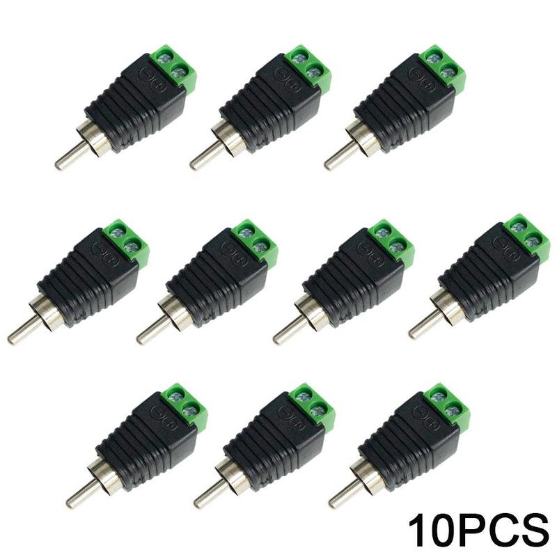 10Pcs/set RCA Onnector Plug Speaker Wired to Audio RCA Male Connector Adapter Jack Plug