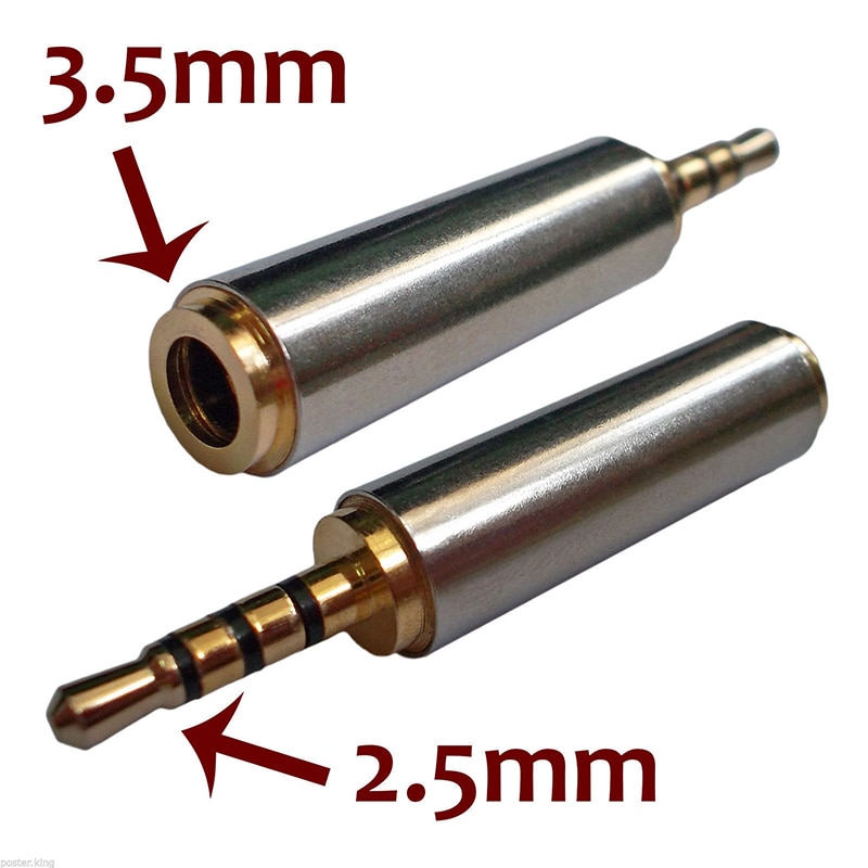 Gold 2.5 Mm Male To 3.5 Mm Female Audio Stereo Converter Headphone Jack Adapter Plug