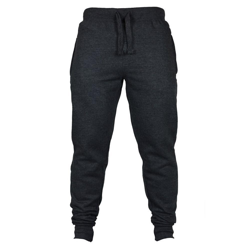 Men Sporty Solid Color Waist Drawstring Jogging Fitness Trousers Skinny Pants Trousers Fitness Sportswear Jogger Pants Sports